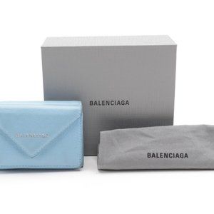 Balenciaga Papier Mini Wallet in Blue Calfskin Lea